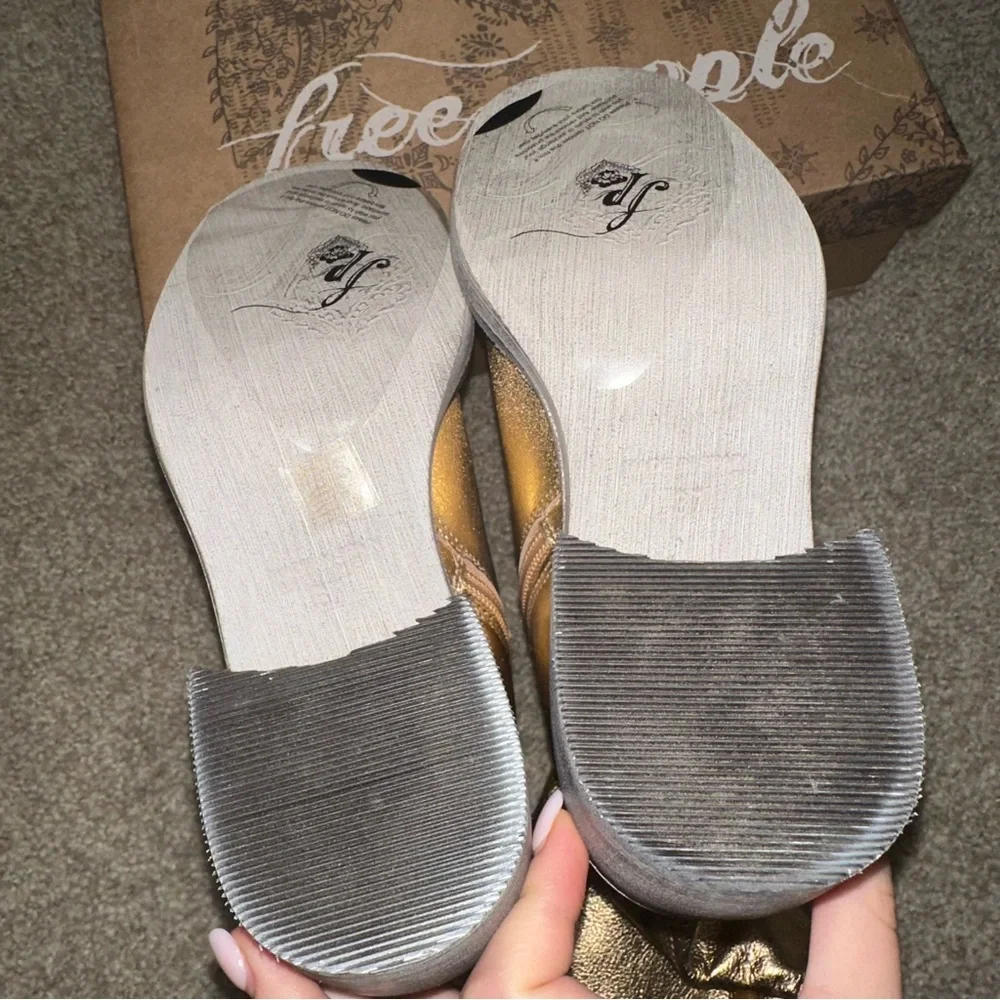 FREE PEOPLE Leather Metallic Boots